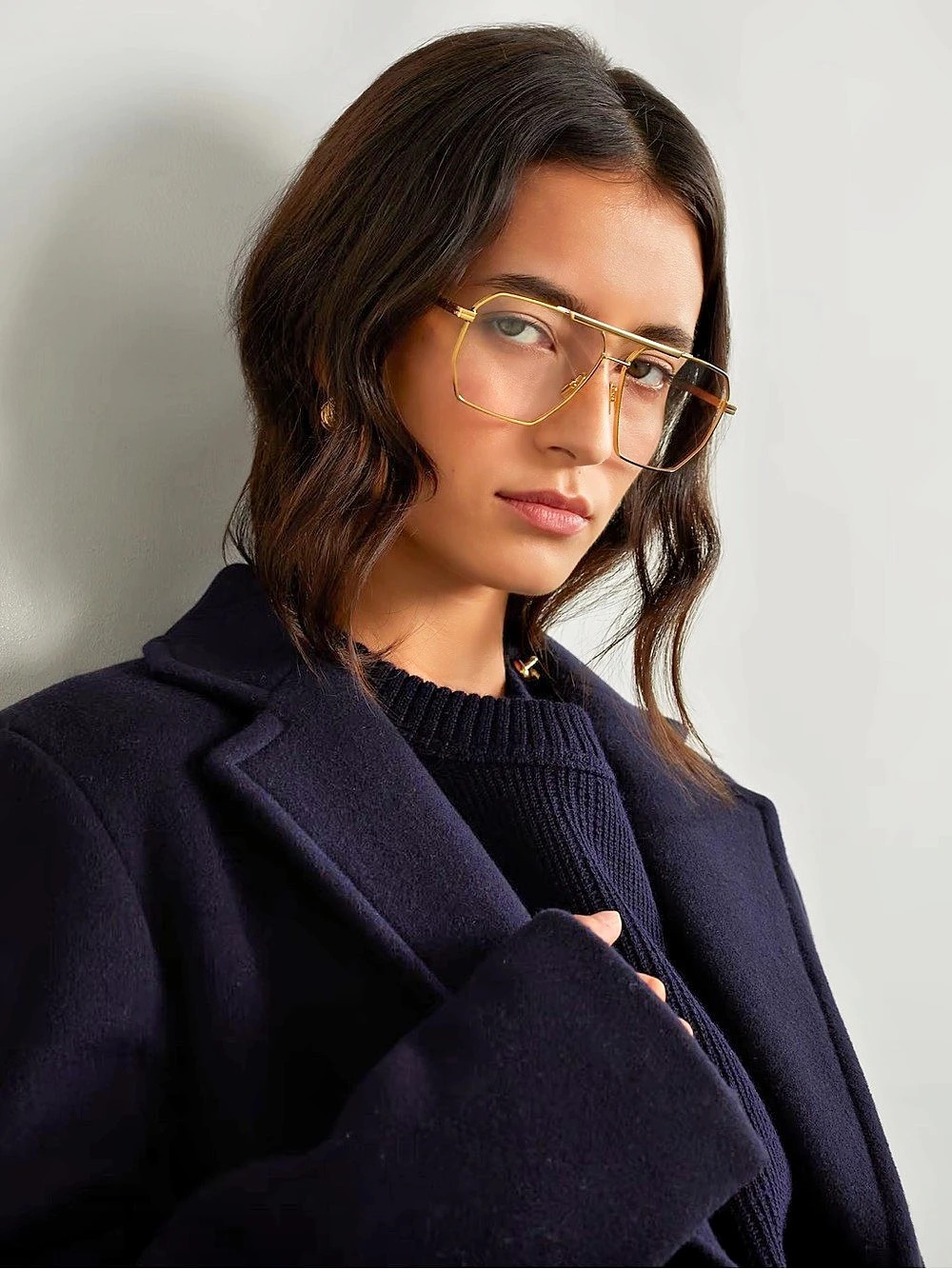 Bottega Veneta Gold Classic Aviator Glasses bv1012S XL Unisex